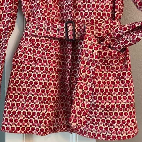 Gap Spring Tulips Pink Red Trench Coat Size Small Button Up Floral - Picture 4 of 12
